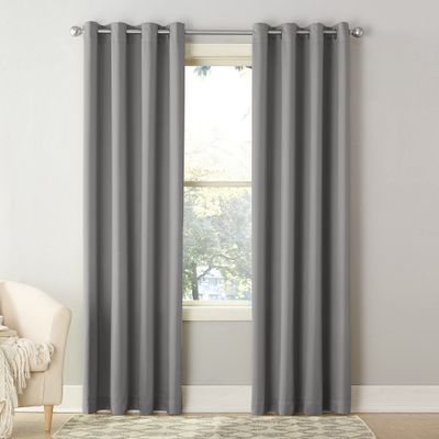 Sun Zero Barrow Energy Efficient Grommet Curtain Panel Pair Grey 54" x 63"