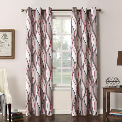 No. 918 Intersect 2-Pack Ogee Print Semi-Sheer Grommet Curtain Panel Pair