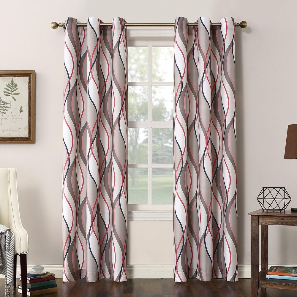 No. 918 Intersect 2-Pack Ogee Print Semi-Sheer Grommet Curtain Panel Pair