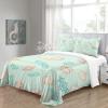 3 Piece Quilt King Ocean Theme, Lightweight Coastal Beach Bedding Shell Conch Starfish Print Bedspread Bedspread with 2 Pillowcases Twin 68x86 inch173x218 cm view 4