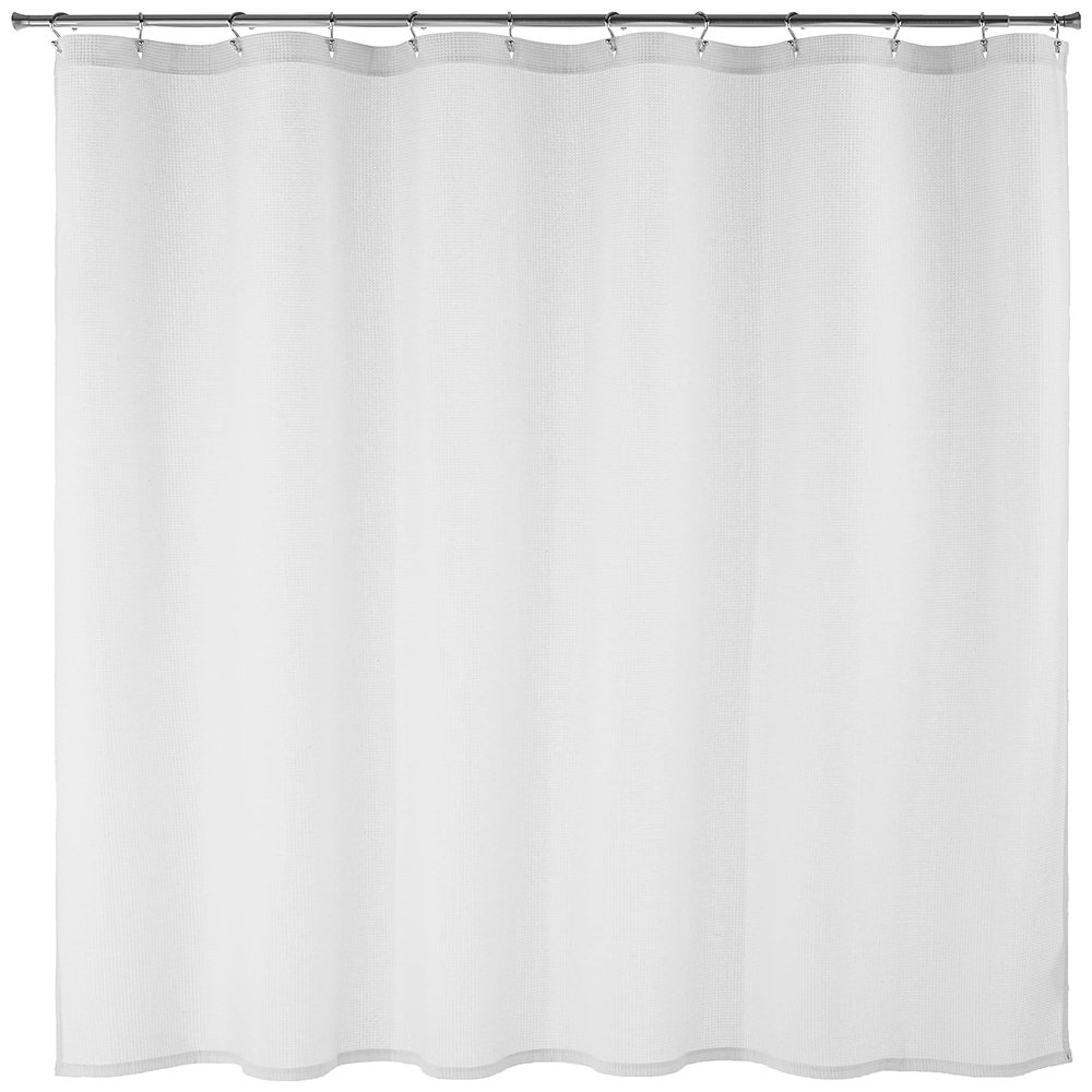 Amazon Aware Waffle Weave Shower Curtain, 50% Recycled Poly/50% Bci Cotton, White, 72" x 72"