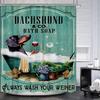 Famiffty Dog Shower Curtain,Funny Shower Curtains 72Wx72L Inch Dachshund Shower Curtain Bath Soap Wash Your Paws Fun Ocean Teal Green Bathtub Vintage Wood Waterproof Polyester Fabric 12 Plastic Hooks view 2
