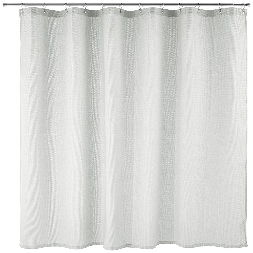 Amazon Aware Waffle Weave Shower Curtain, 50% Recycled Poly/50% Bci Cotton, Light Gray, 72" x 72"