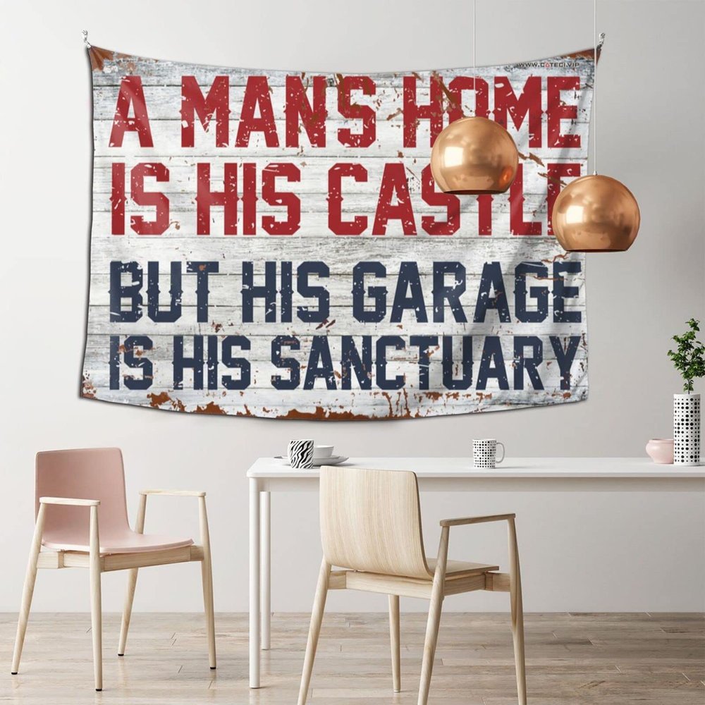 Basement Man Cave Decor A Man's Home is His Castle But His Garage is His Sanctuary Tapestry Men Cave Decor Funny Gifts for Men ( Size : 75X100CM )