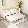 DORTALA Trundle Bed Twin Size, Wooden Daybed w/Trundle and 3 Storage Drawers, No Box Spring Required, Modern Captains Bed for Boys Girls Adults, Great for Bedroom, Guest Room (White, Twin) view 2