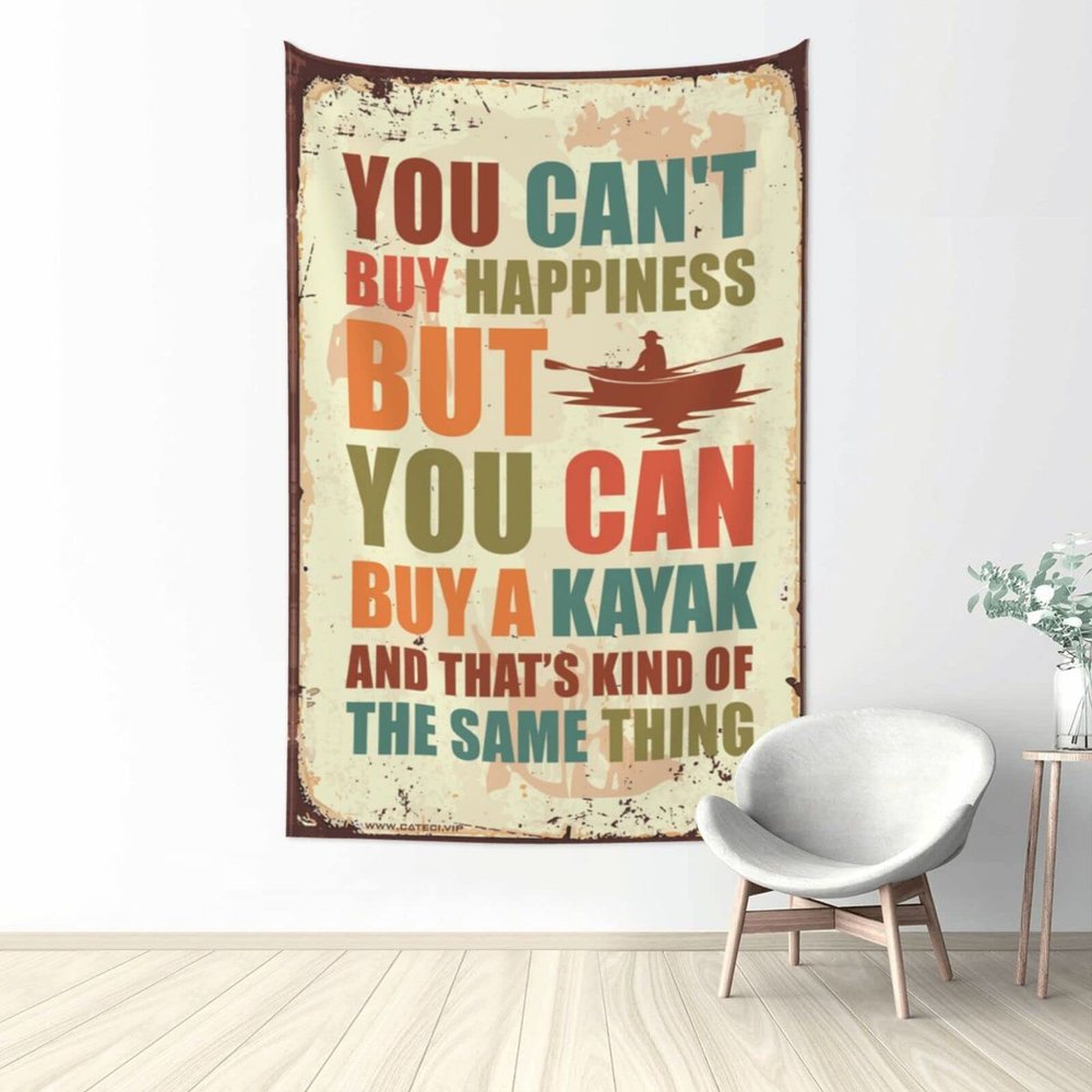 Bar Man Cave Decor You Can't Buy Happiness But You Can Buy A Kayak Tapestry Weird Decor Beer Decorations for Man Cave ( Size : 100X150CM )