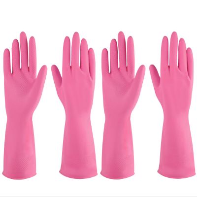 IUCGE Large Pink Protective Dishwashing Gloves, 2 Pairs, Reusable, Anti-slip Design