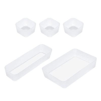LIFKOME 5pcs Organizing Box for Home Storage Multipurpose Plastic Storage Bins Dividers for Office Kitchen Bathroom Dresser Organization