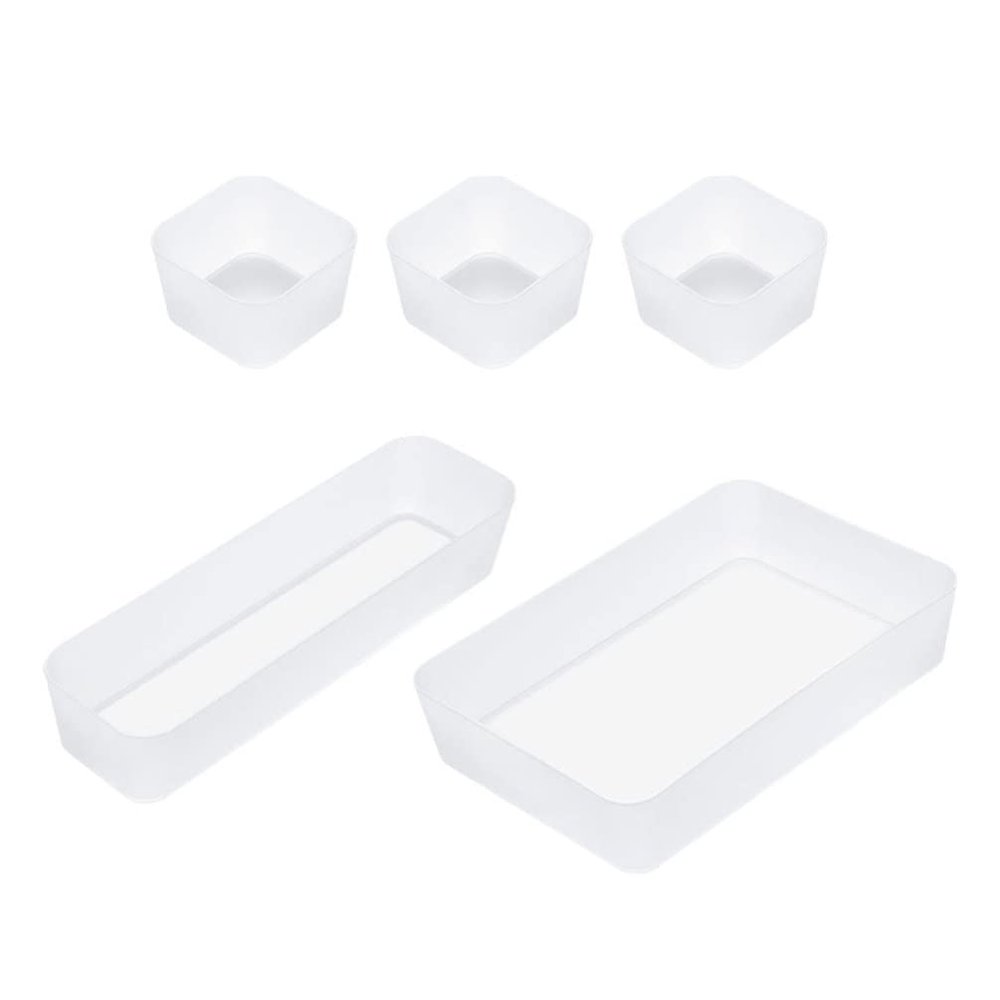 LIFKOME 5pcs Organizing Box for Home Storage Multipurpose Plastic Storage Bins Dividers for Office Kitchen Bathroom Dresser Organization