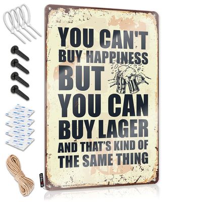 Bar Signs for Man Cave You Can't Buy Happiness But You Can Buy Lager Metal Sign Americana Decor Room Decor for Men ( Size : 20X30CM )