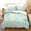 3 Piece Quilt King Ocean Theme, Lightweight Coastal Beach Bedding Shell Conch Starfish Print Bedspread Bedspread with 2 Pillowcases Full80x90 inch203x228 cm view 1