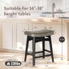 ALPHA HOME Bar Stools Set of 2, Solid Wood Saddle Kitchen Stools with Grey PU Leather Cushion Counter Height Barstools with Wooden Base for Kitchen Dining Cafe, 24 Inch, Grey, 2PCS view 2
