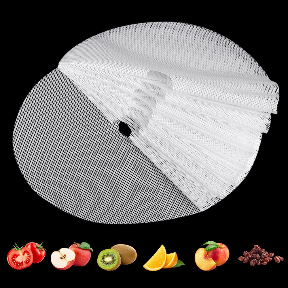 (8 Pack) Round Silicone Dehydrator Sheets, Dostk Premium Non Stick Silicone Mesh for Fruit Dehydrator, Tray Liner Reusable (Round 13" Diameter)