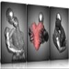 Framed 3 Pcs Love Heart 3d Wall Art Metal Sculpture Romantic Couple Abstract Art Prints Posters Decor Grey Black and White Canvas Printsfor Bedroom Living Room Bathroom Hotel Valentine'S Day ready to view 1