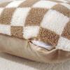 AmHoo Pack of 2 Decorative Throw Pillow Covers Checkerboard Luxury Super Soft Faux Fur Wool Set Case Cushion for Couch Sofa Bedroom 18 x 18-Inch Camel view 2