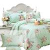 FADFAY 7Pcs Green Floral Cotton Duvet Cover Sheet Set Full Size, 1 Duvet Cover+1 Flat Sheet+1 Fitted Sheet+ 4 Standard Size Shams view 1