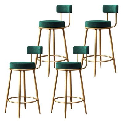 CraftThink Modern Bar Stools Counter Stool, Home Side Chair Gold Velvet Round Low Back Counter Stool with Iron Legs Dining Chairs for Bar Stool Indoor Home, Green 4 Pieces Counter Stool(30" H)