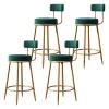 CraftThink Modern Bar Stools Counter Stool, Home Side Chair Gold Velvet Round Low Back Counter Stool with Iron Legs Dining Chairs for Bar Stool Indoor Home, Green 4 Pieces Counter Stool(30" H) view 1