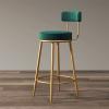 CraftThink Modern Bar Stools Counter Stool, Home Side Chair Gold Velvet Round Low Back Counter Stool with Iron Legs Dining Chairs for Bar Stool Indoor Home, Green 4 Pieces Counter Stool(30" H) view 2