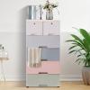 5 Tier Plastic Storage Cabinet with 6 Drawers Vertical Clothes Storage Cabinet with Lock and Wheels Home Storage Cabinet for Bedroom Living Room (Macaron,13.8"D x 19.7"W x 40.2"H) view 2