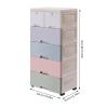 5 Tier Plastic Storage Cabinet with 6 Drawers Vertical Clothes Storage Cabinet with Lock and Wheels Home Storage Cabinet for Bedroom Living Room (Macaron,13.8"D x 19.7"W x 40.2"H) view 3
