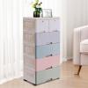 5 Tier Plastic Storage Cabinet with 6 Drawers Vertical Clothes Storage Cabinet with Lock and Wheels Home Storage Cabinet for Bedroom Living Room (Macaron,13.8"D x 19.7"W x 40.2"H) view 4