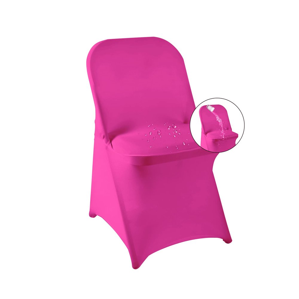 magalo 20 Pack Fuchsia Spandex Folding Waterproof Chair Cover, Stretch Chair Cover Protector for Wedding, Party, Dining Banquet and Other Special Events