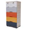 5 Tier Storage Cabinet Plastic Storage Cabinet with 6 Drawers Lockable Vertical Clothes Storage Cabinet with Wheels Home Offince Storage Cabinet for Bedroom (Morandi,13.8"D x 19.7"W x 40.2"H) view 1
