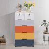 5 Tier Storage Cabinet Plastic Storage Cabinet with 6 Drawers Lockable Vertical Clothes Storage Cabinet with Wheels Home Offince Storage Cabinet for Bedroom (Morandi,13.8"D x 19.7"W x 40.2"H) view 2