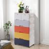 5 Tier Storage Cabinet Plastic Storage Cabinet with 6 Drawers Lockable Vertical Clothes Storage Cabinet with Wheels Home Offince Storage Cabinet for Bedroom (Morandi,13.8"D x 19.7"W x 40.2"H) view 4