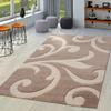 Paco Home Brown Beige Area Rug with Contour Cut and Modern Floral Pattern, Size: 5'3" x 7'7" view 1