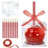 MGWOTH Candy Apple Boxes with Bling Stick Hole Set,20 Pack Caramel Apple Wrapping Kit with Clear Containers & Rhinestone Bamboo Skewers & Glitter Ribbons,Top for Cake Pop Chocolate Treat Christmas view 1