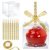 MGWOTH Candy Apple Boxes with Bling Stick Hole Set,20 Pack Caramel Apple Wrapping Kit with Clear Containers & Rhinestone Bamboo Skewers & Glitter Ribbons,Top for Cake Pop Chocolate Treat Christmas view 1