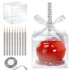 MGWOTH Candy Apple Boxes with Bling Stick Hole Set,20 Pack Caramel Apple Wrapping Kit with Clear Containers & Rhinestone Bamboo Skewers & Glitter Ribbons,Top for Cake Pop Chocolate Treat Christmas view 1