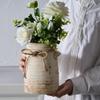 SIDUCAL Ceramic Decorative Flower Vase, 8 Inch Rustic Distressed Pottery Decorative Flower Vase for Home Decor, Ideal Shelf, Bookshelf, Mantle, Entryway, Living Room, Table Decor view 3