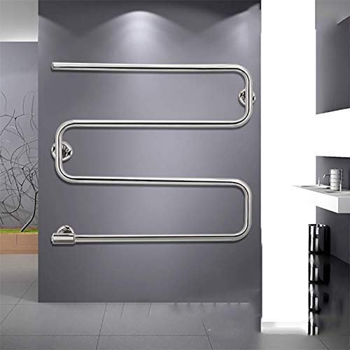 APUM Heater Towel Rack, Electric Towel Warmer for Bathroom Stainless Steel Electric Curved Energy Saving Safety Home Bathroom Accessories Towel Dryer