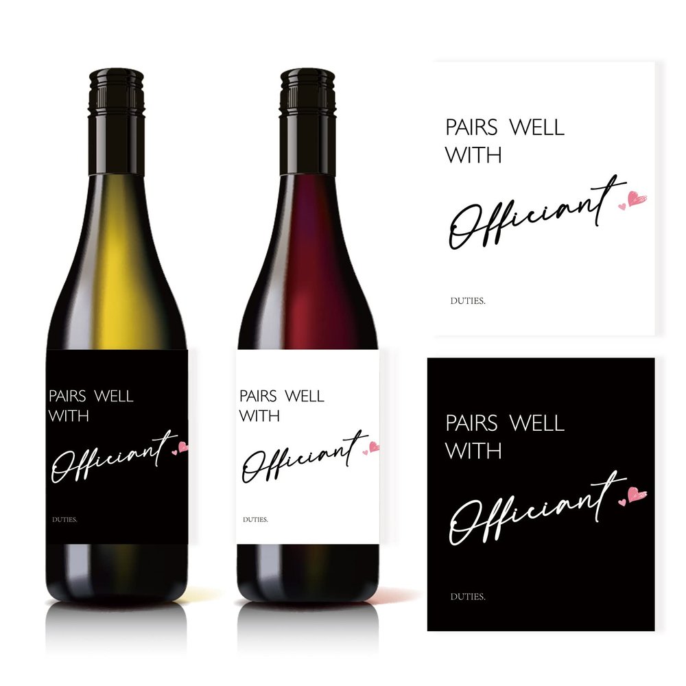 4 Pcs Officiant Wine Label, Pairs Well with Officiant Wine Bottle Stickers, Officiant Gift, Officiant Thank You Gift, Wedding Party Decorations Supplies