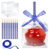 MGWOTH Candy Apple Boxes with Bling Stick Hole Set,20 Pack Caramel Apple Wrapping Kit with Clear Containers & Rhinestone Bamboo Skewers & Glitter Ribbons,Top for Cake Pop Chocolate Treat Christmas view 1