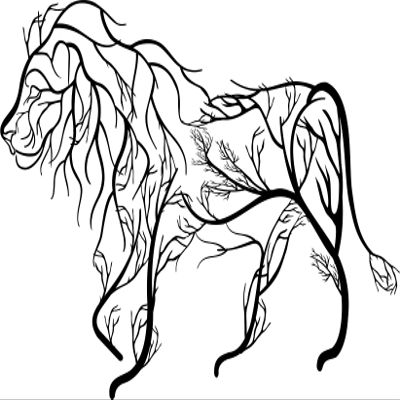 DEKADRON Metal Wall Decor, Tree Lion Home Decoration, Metal Wall Art, Interior Decoration, Indoor Outdoor Hangings, Minimalist Sign (69" W x 49" H)