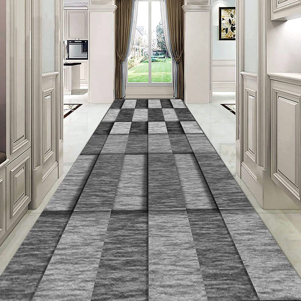 Modern Soft Touch Hallway Rug Runner, Indoor Home Decoration Corridor/Entryway/Stair Kitchen Carpet Runners 60cm/70cm/80cm/100cm Wide Grey Area Rug (Size : 2 ft x 16.4 ft)