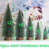 Bottle Brush Christmas Trees 5Sizes Mini Christmas Trees Small Christmas Trees Mini Pine Trees Desktop Miniature Christmas Trees with Snow and Wooden Base for Crafting Decorations (Plant Green) view 2