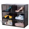 Attelite Large Clear Shoe Box Organizer,Plastic Stackable Shoe Storage Box with Magnetic Door, Large Clear Door Shoe Containers for Display Sneakers, Easy AssemblyBlack view 1