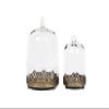 12" Tall Large Sturdy Handmade Glass Cloche Dome with Metal Base 11.4" H x 8" and 8" H x 5.5" in Set of 2 in Gold for Plant, Terrarium, Collectibles, Candle. Cloche Glass Dome, Bell Jar Display Case view 1