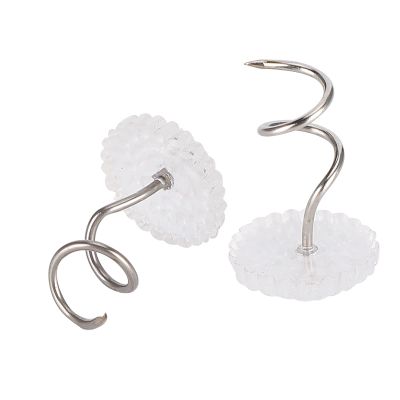 Upholstery Clear Head Stainless Steel Bed Cover Fixed Spiral Pin, 100pcs Twiste Pins for Sofa Car Van Home Furniture Hold Bed Skirt Pins Bedding Accessories(100/box of Spiral Nails)