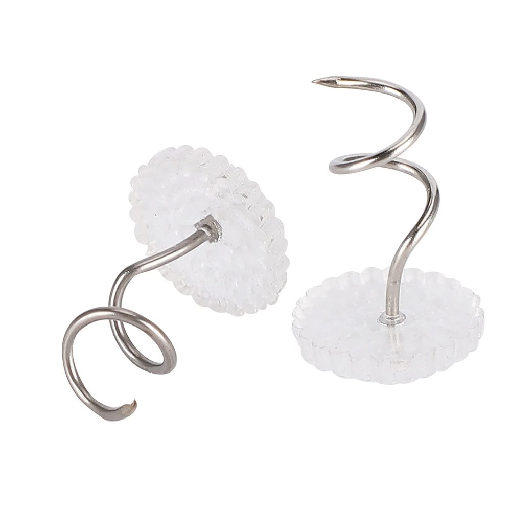 Upholstery Clear Head Stainless Steel Bed Cover Fixed Spiral Pin, 100pcs Twiste Pins for Sofa Car Van Home Furniture Hold Bed Skirt Pins Bedding Accessories(100/box of Spiral Nails)
