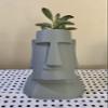 Moai Easter Island Head 3D Printed Statue Planter - Grey Tiki Island Plant Pot view 1