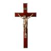 13" Cherry Finished Crucifix with Gold Finished Pewter Figure view 1