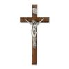 15" Walnut Cross with Antique Gold Finished Pewter Figure view 1