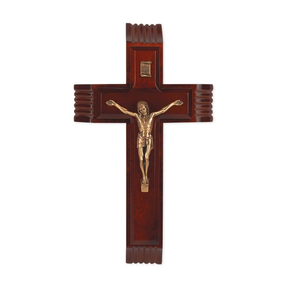10" Dark Cherry Sick Call Crucifix with Museum Gold Plated Figure