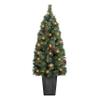 4 ft B/O Potted Cascade Pine Tree. 100 Tips, 100 Warm White LED Lights, Plastic Pot (3 x D Batteries not Included), 6/18 Hours On/Off Timer Function view 1